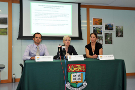 (from left) Ecological Consultant Dr Andrew Cornish, HKU Associate Professor of Law Amanda S. Whitfort and Dr Fiona M. Woodhouse, Deputy Director (Welfare), SPCA (Hong Kong)