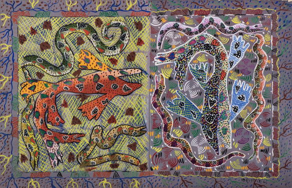 Célestin Kabuya
無題 (湖底)
紙本粉彩
40 x 61 厘米
'Kabuya Cel.' 署名
約 1956 年
Pierre Loos 藏品
圖片來源：Michael De Plaen