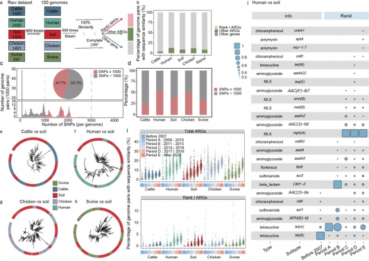圖 3 土壤與其他生境發生的潛在 HGT 事件